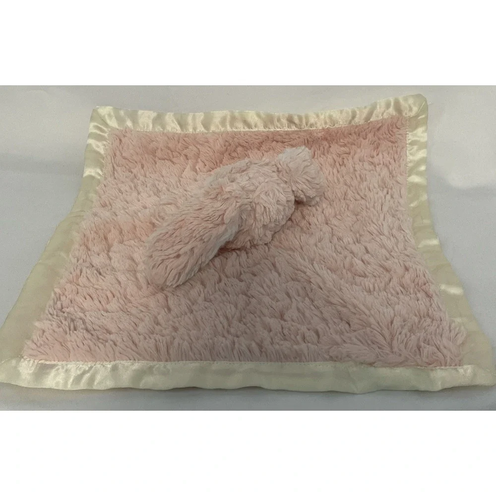 Mary Meyer Pink Bunny Rabbit Baby Security Blanket Lovey Lovie Satin Trim & Back